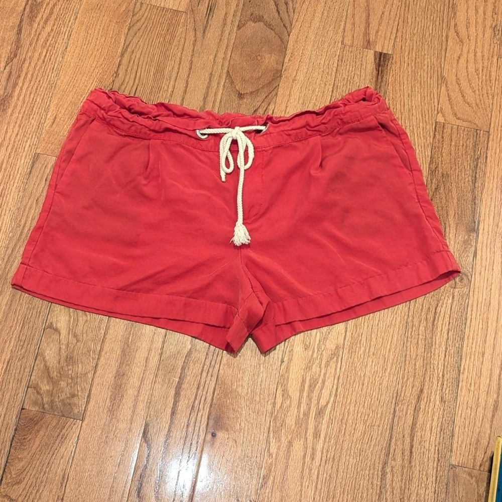 Coastal Quiet Luxury Red Lyocell Drawstring Shorts Kut From The Kloth Size 14